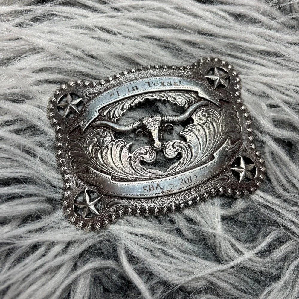 1 in Texas SBA 2012 Nocona Shooting Star Bull Head‎ Cowboy Belt Buckle Silver
